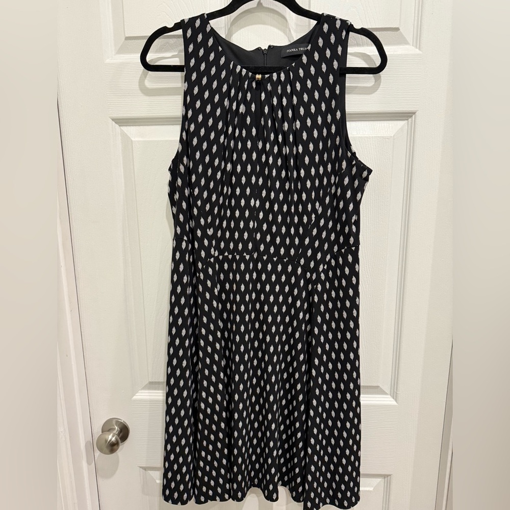 Ivanka Trump Black and White Patterned Midi Dress